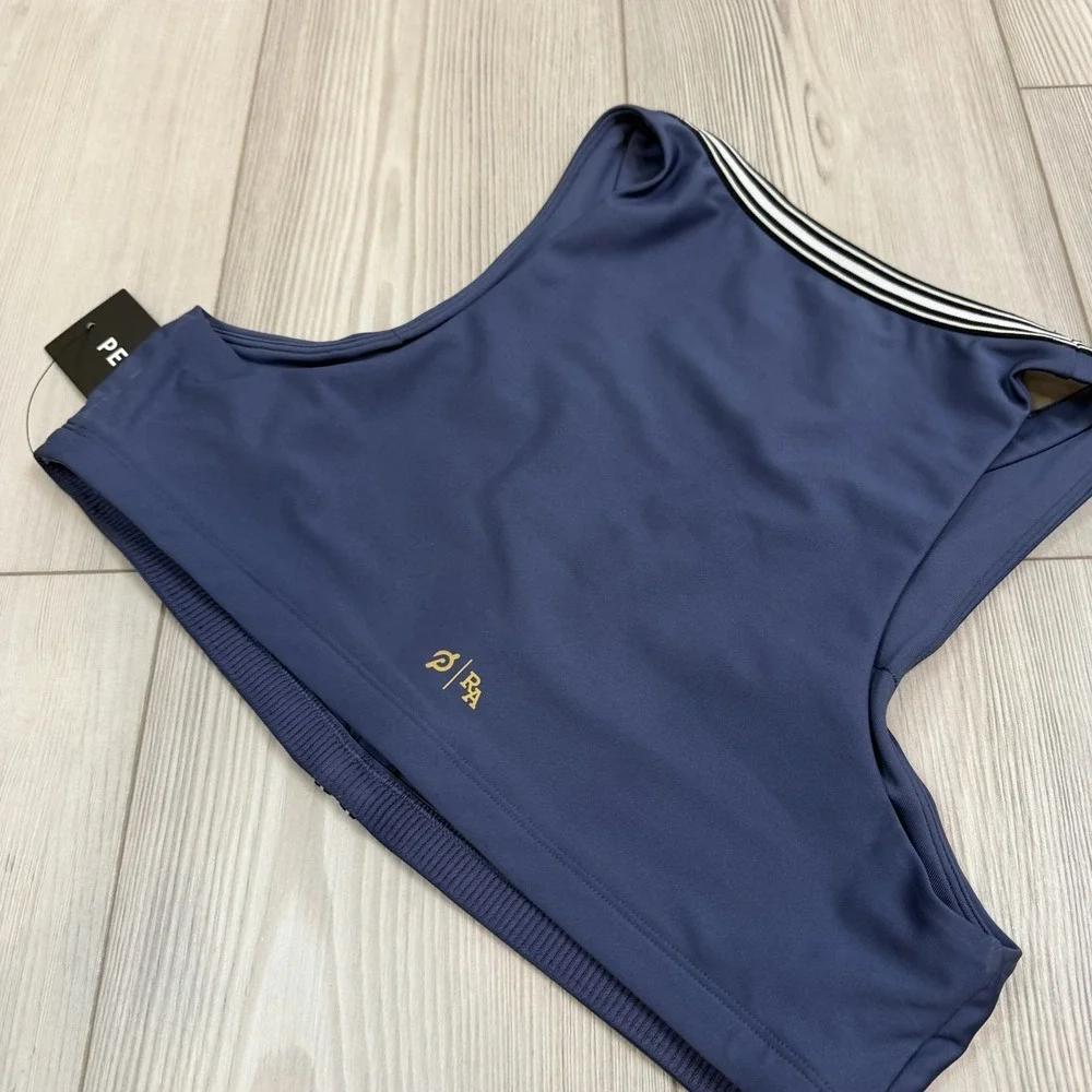 NWT Peloton X Robin Arzon XL Merit‎ V-Neck Button Henley Bra Indigo Blue